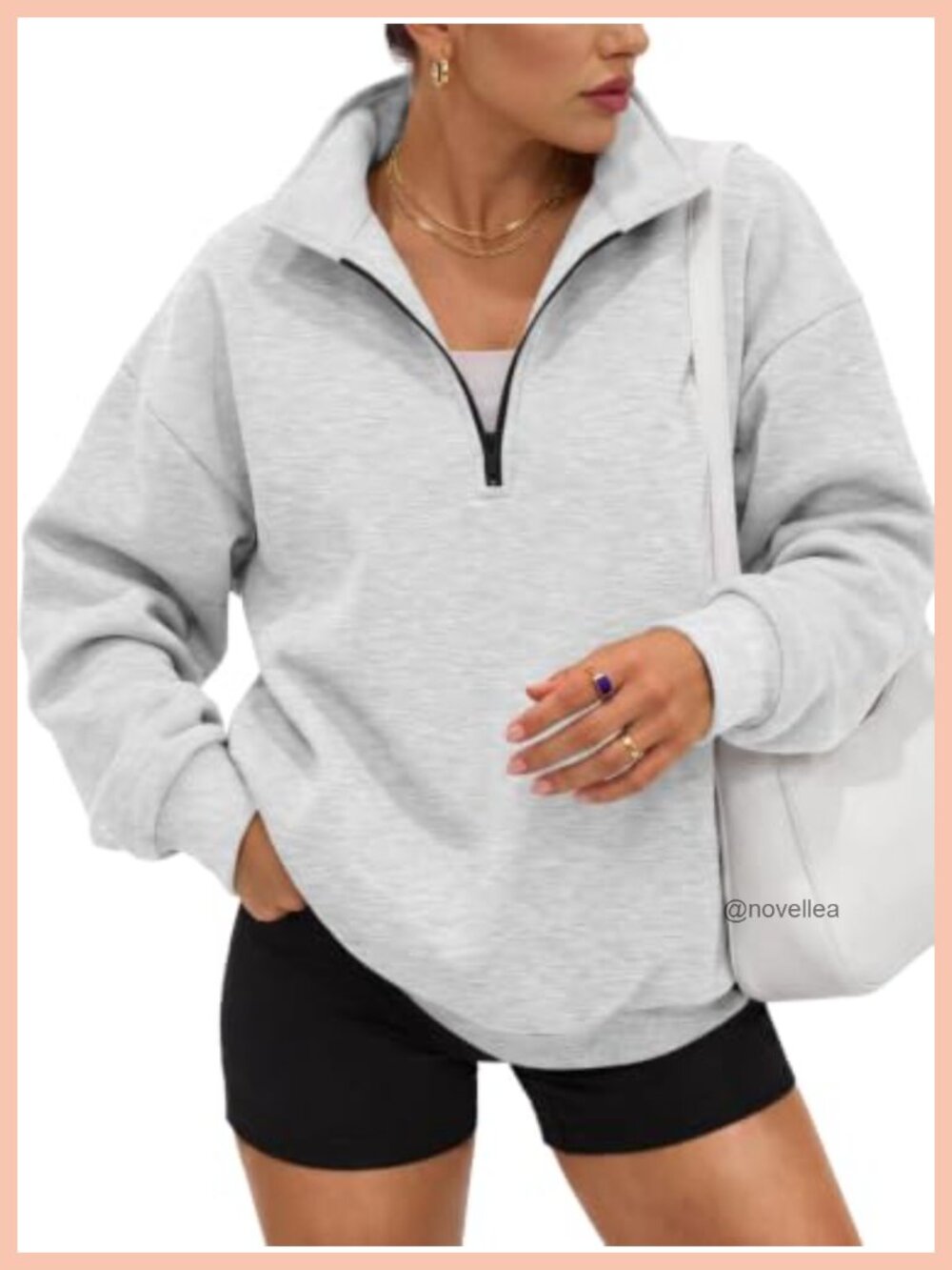 Oversized Half Zip Half Zip Fleece Sweatshirt Y2K Mock Neck Drop Shoulder